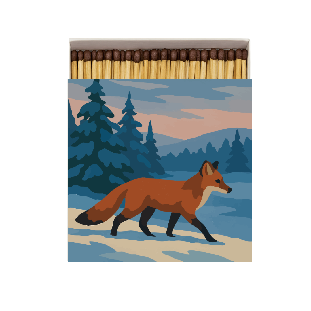 Cabin & Fox in Snow Square Matchbox