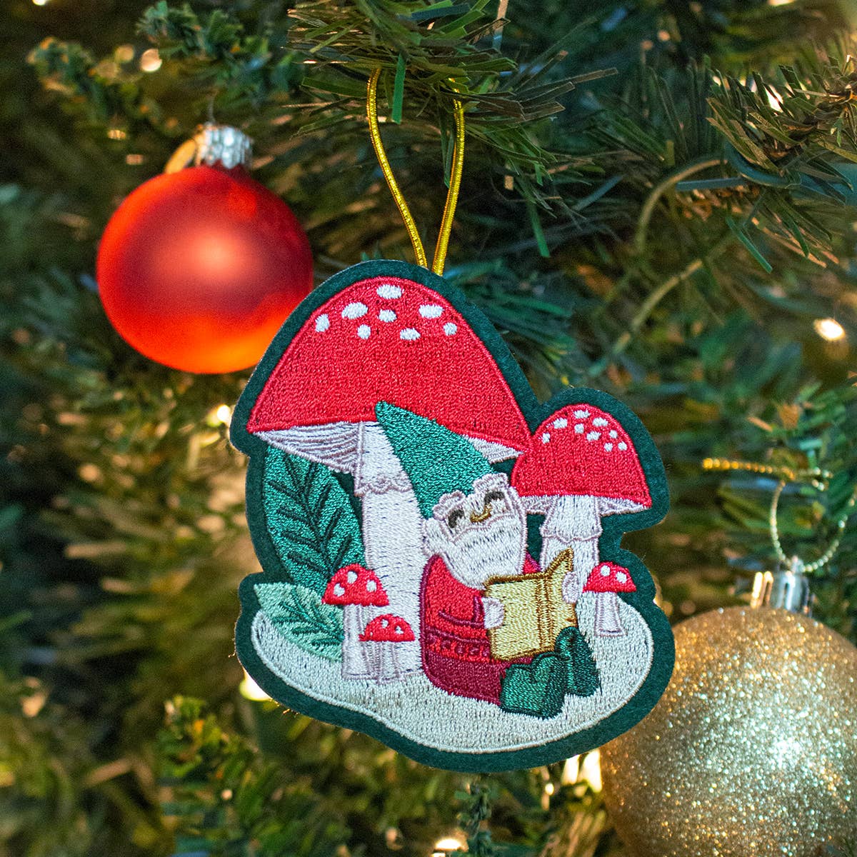 Gnome Reading Ornament