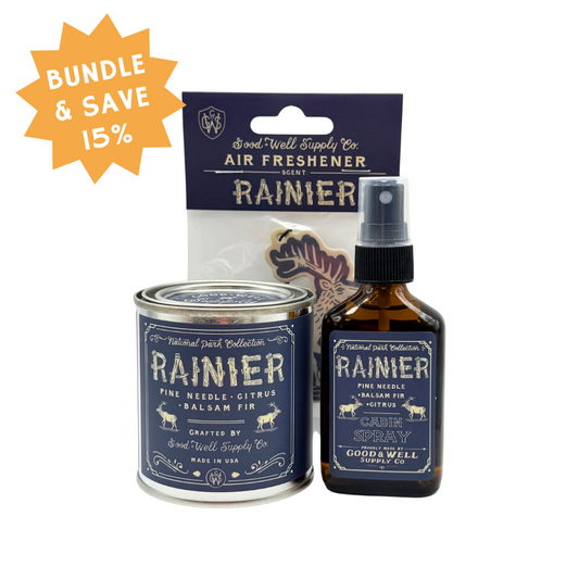 Wilderness Essentials Bundle: National Park Candle, Cabin Spray & Air Freshener