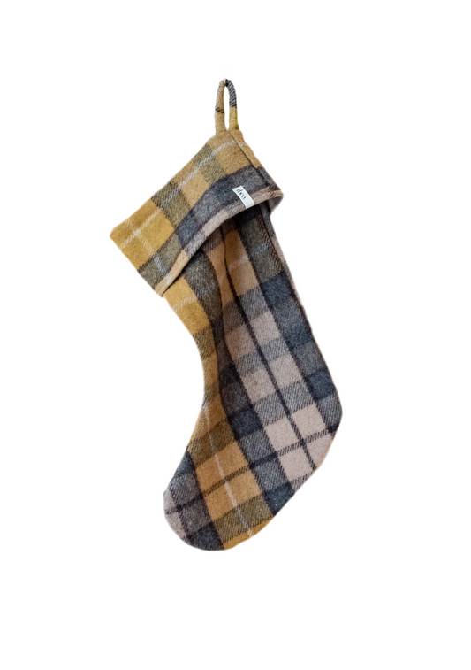 Recycled Wool Christmas Stocking in Buchanan Natural Tartan