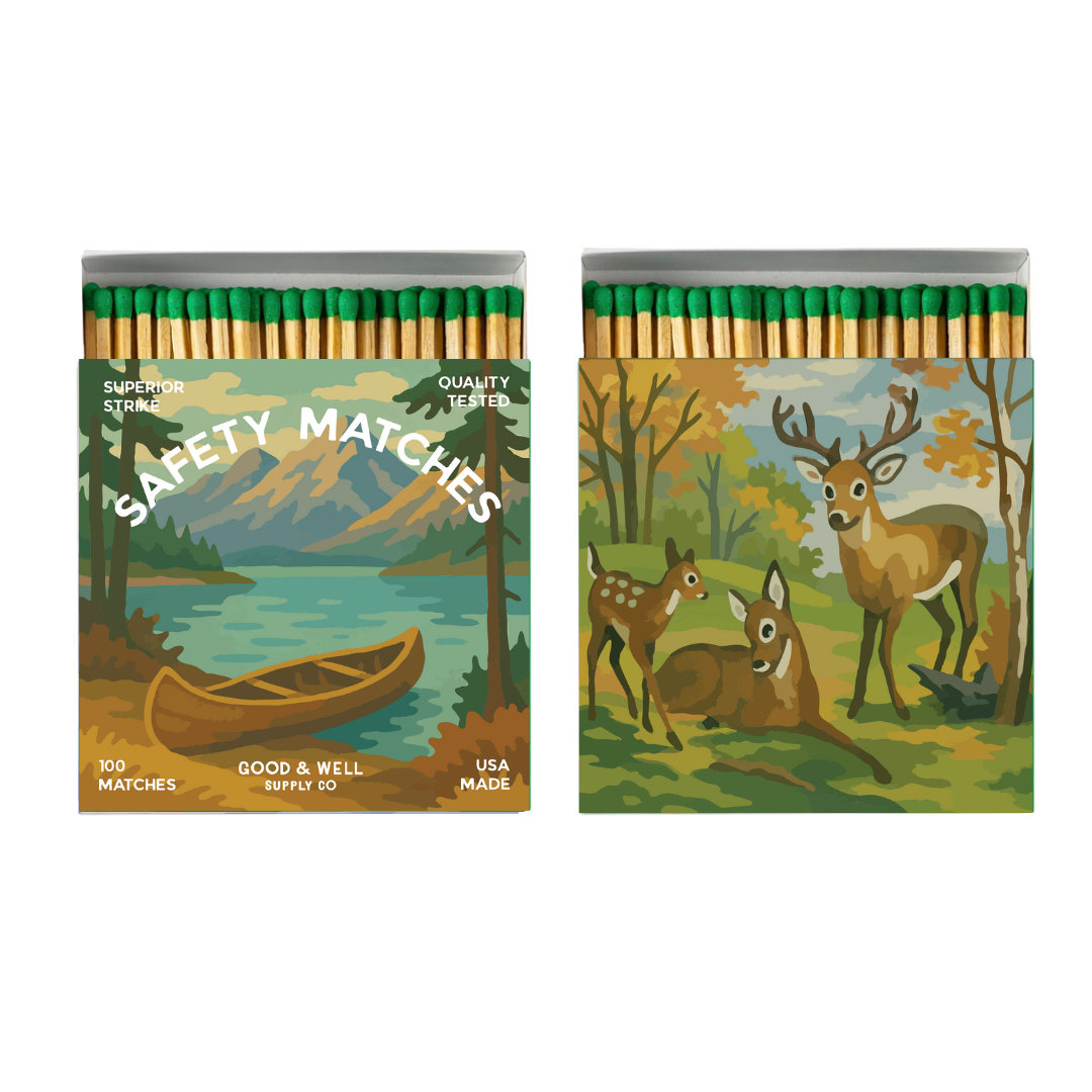 Canoe & Deer Square Matchbox