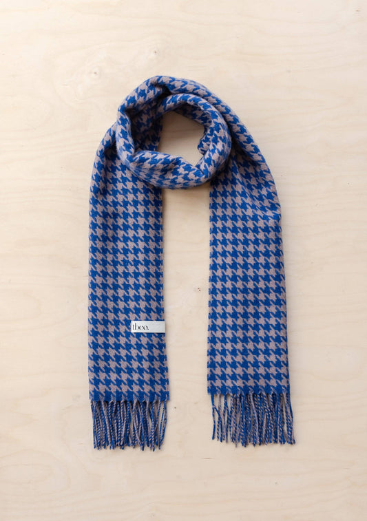 Lambswool Scarf in Slate Houndstooth