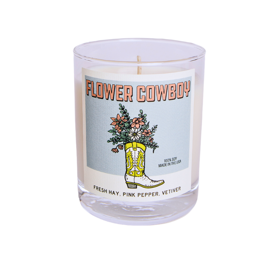 Flower Cowboy Wild West Candle