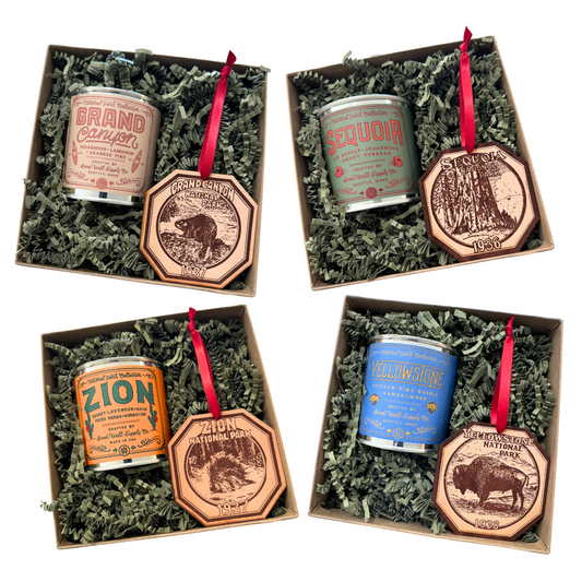 National Park Vintage Ornament & Candle Set