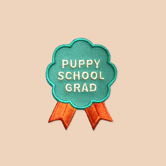 Puppy School Grad Iron-On Patch for Dogs