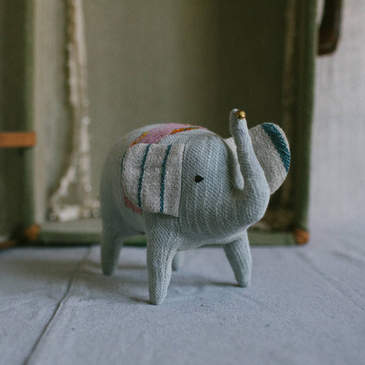 'Bub' Baby Elephant - Soft Cotton Art Doll, Kantha Detailing