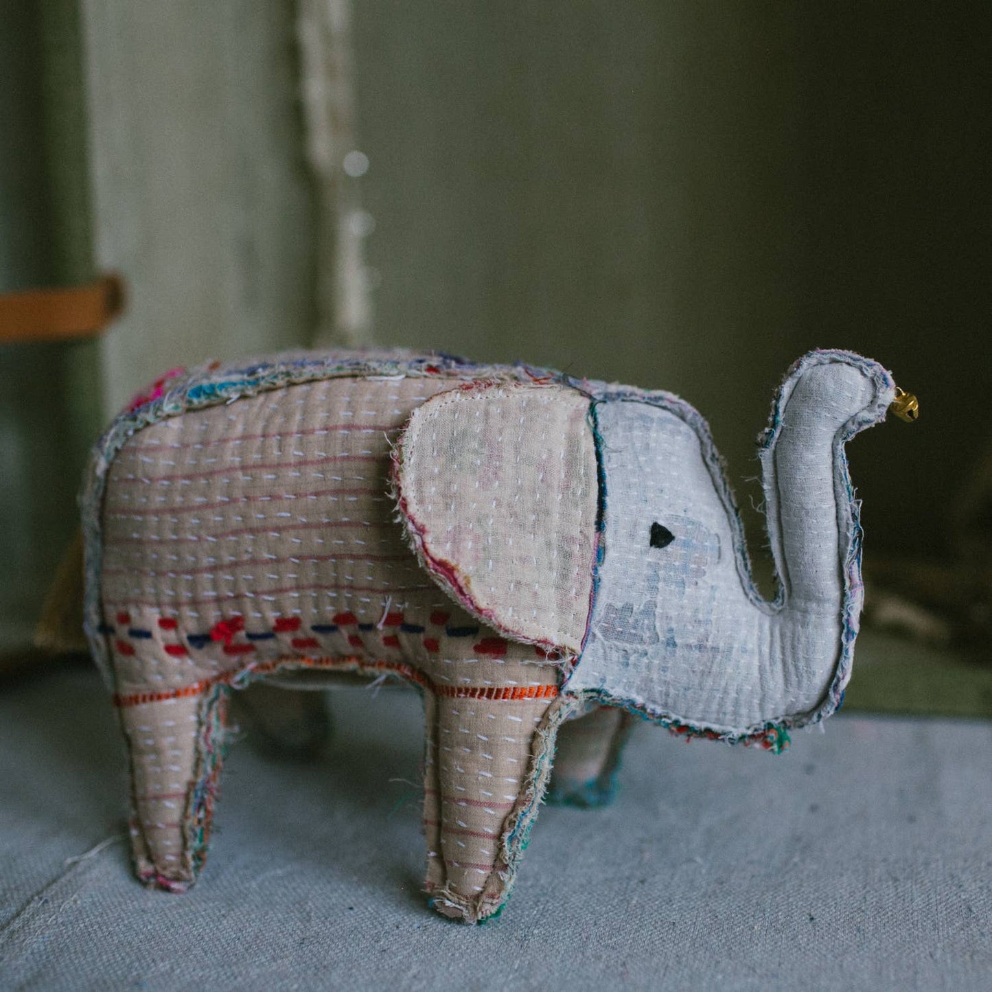 Kantha Baby Elephant - Soft Cotton Art Doll