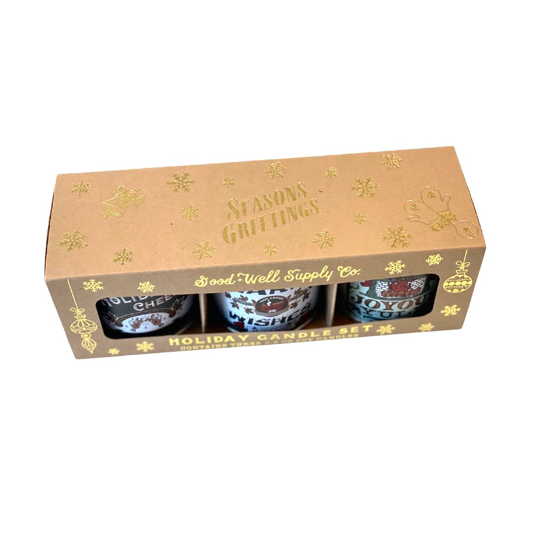 Seasons Greetings Holiday Mini Candle Gift Set