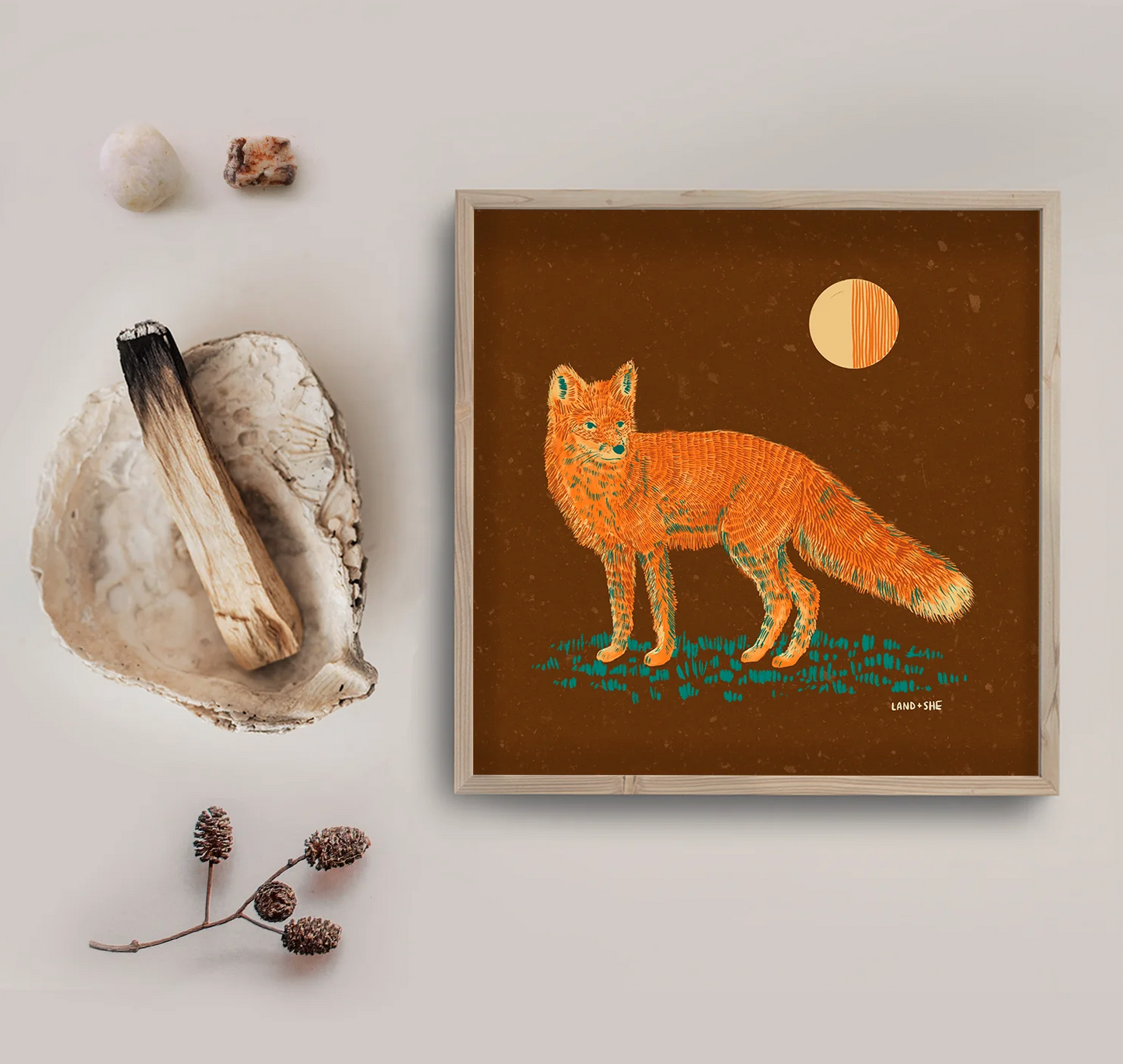 8" x 8" Moonlit Fox Print