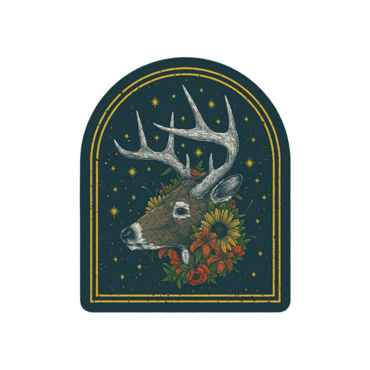 Whitetail and Flowers Sticker