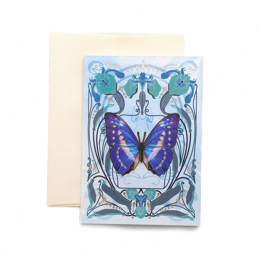White & Blue Morpho 'Pop-Out' Greeting Card